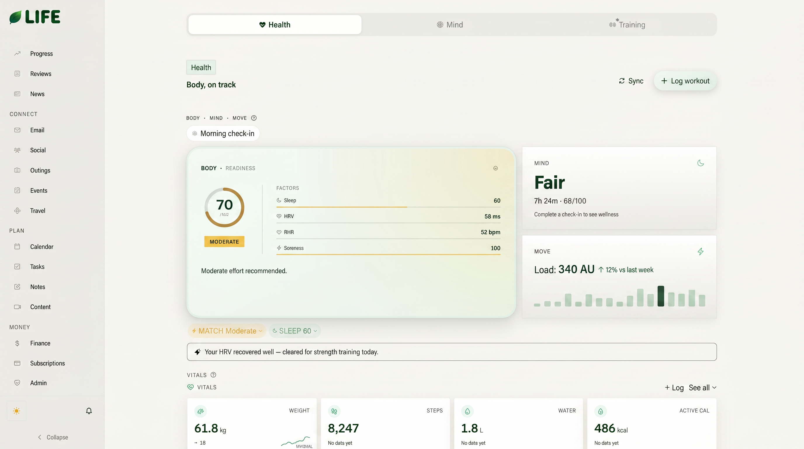 LIFE Health dashboard